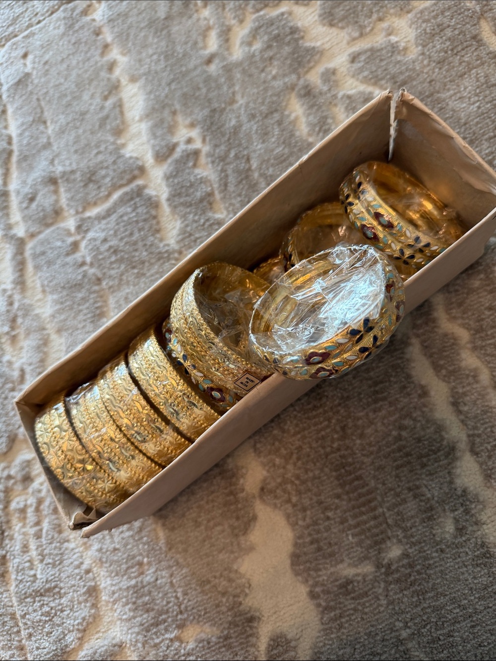Gold-Tone Textured Metal Bangle Set - Women Jewelry costume BULK 20 pieces!!!
